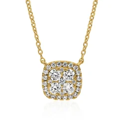 Damenkette Halo aus Gelbgold mit Diamanten BDN0010-GSL