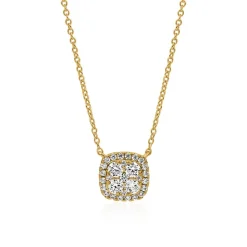 Damenkette Halo aus Gelbgold mit Diamanten BDN0010-GSL