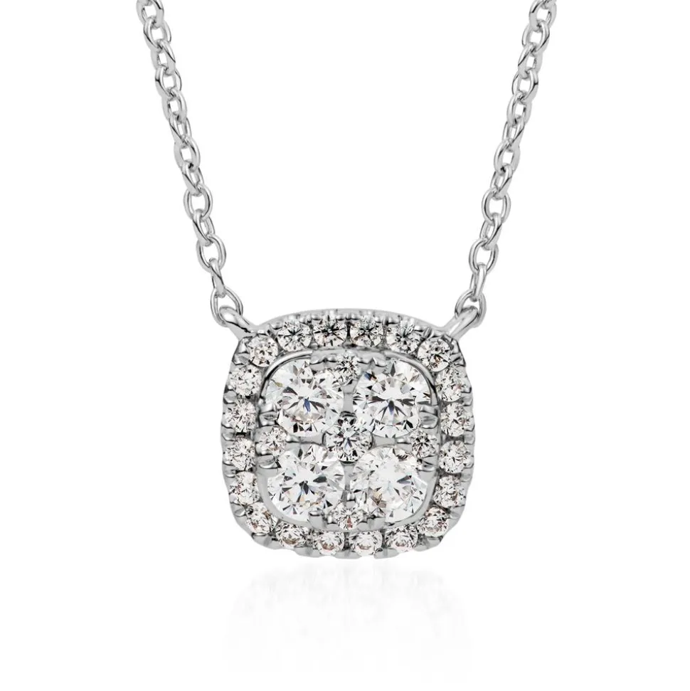 Damenkette Halo aus Weißgold mit lab grown Diamanten BDN0010LG-WSL