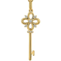 Damenkette mit Anhänger Schlüssel, Gelbgold, Diamanten BDP0043-GSLK