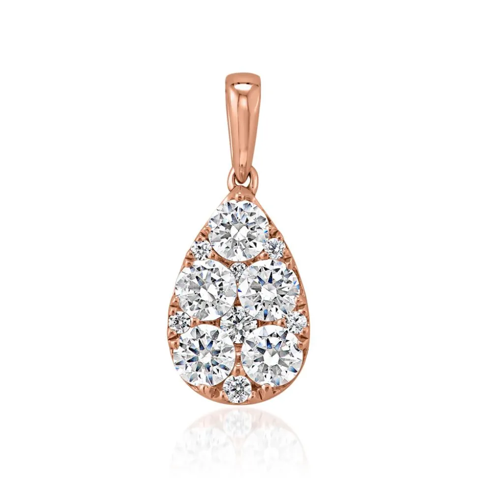 Damenkette mit Diamantanhänger Tropfen aus Roségold BDP0048-RSLK