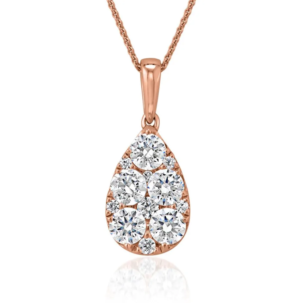 Damenkette mit Diamantanhänger Tropfen aus Roségold BDP0048-RSLK