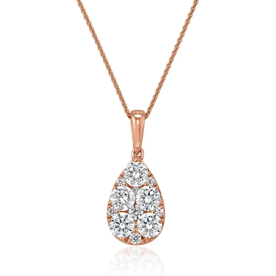 Damenkette mit Diamantanhänger Tropfen aus Roségold BDP0048-RSLK