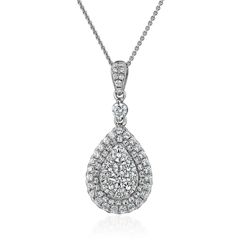 Damenkette mit Diamantanhänger Tropfen aus Weißgold BDP0049-WSLK