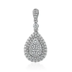 Damenkette mit Diamantanhänger Tropfen aus Weißgold BDP0049-WSLK