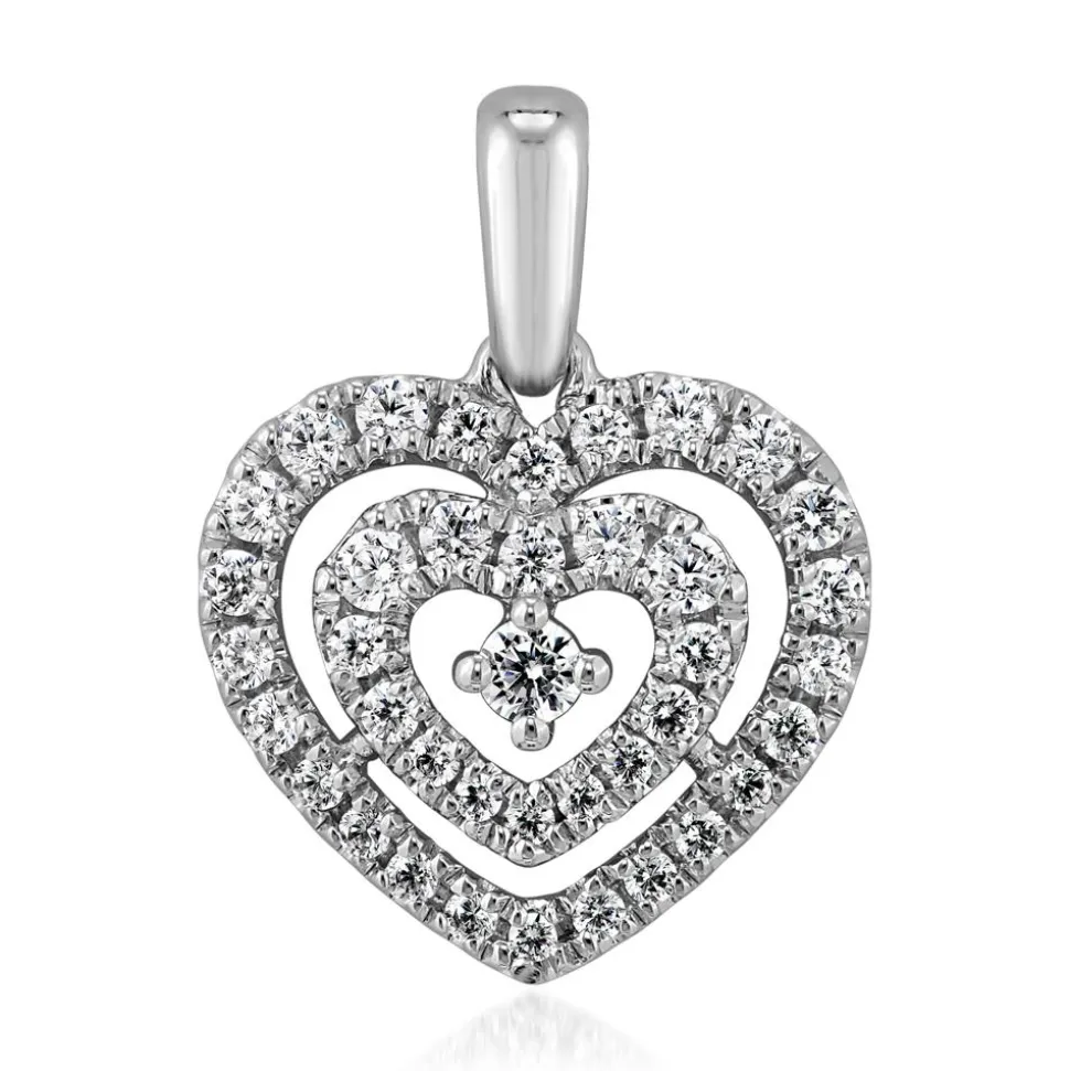 Damenkette mit Herzanhänger und Diamanten aus Weißgold BDP0041-WSLK