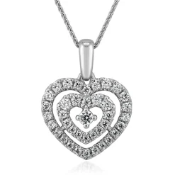 Damenkette mit Herzanhänger und Diamanten aus Weißgold BDP0041-WSLK