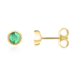 Damen-Ohrstecker aus 585er Gelbgold mit Smaragden BDE0034Sm-14KGSL