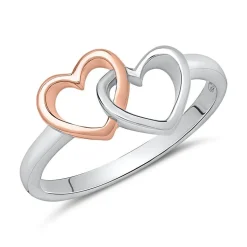 Damenring aus 925er Silber mit Herzen Bicolor SR0392SL