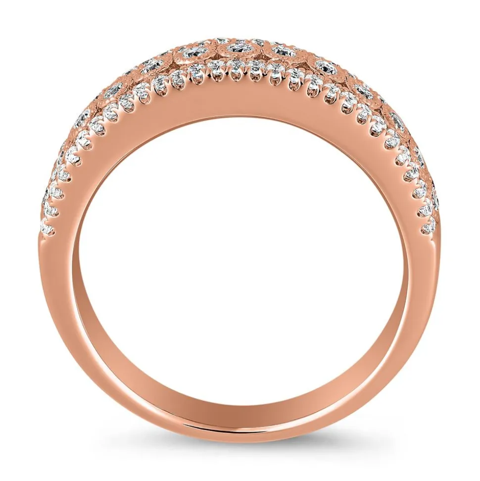 Damenring aus Roségold mit Diamanten, gravierbar BDR0074-RSL