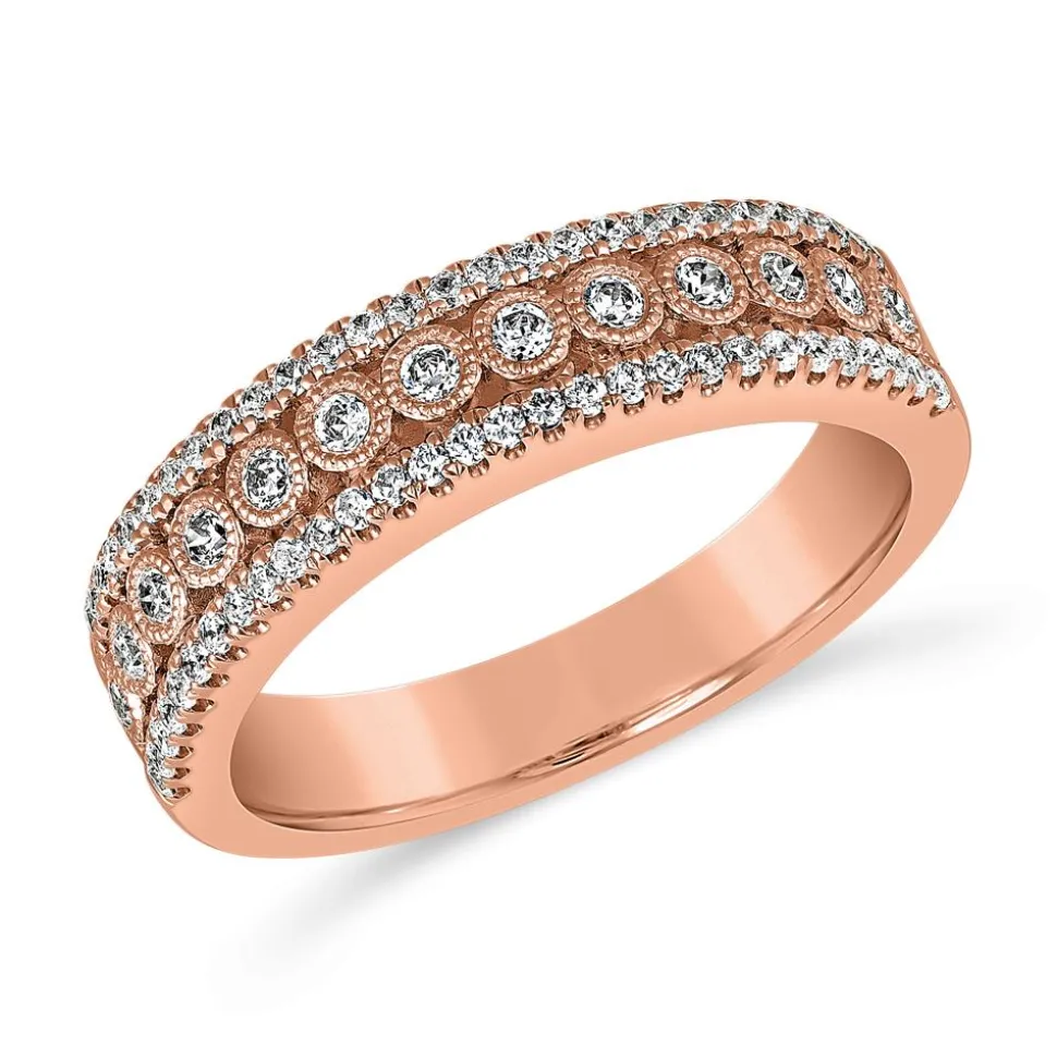 Damenring aus Roségold mit Diamanten, gravierbar BDR0074-RSL