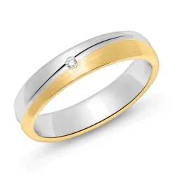 Damenring aus Sterlingsilber, teilvergoldet, mattiert R8604czSL