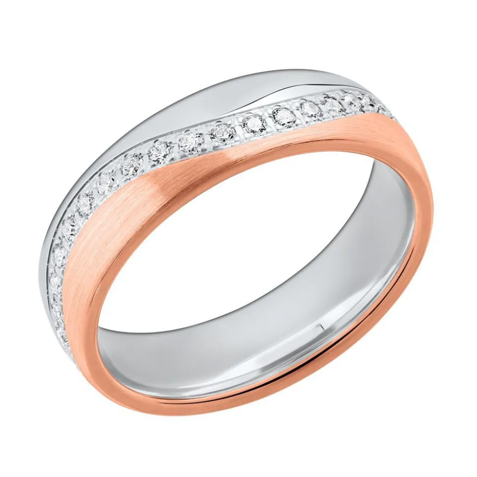 Damenring bicolor 925er Silber rosé Zirkonia R8579czSL