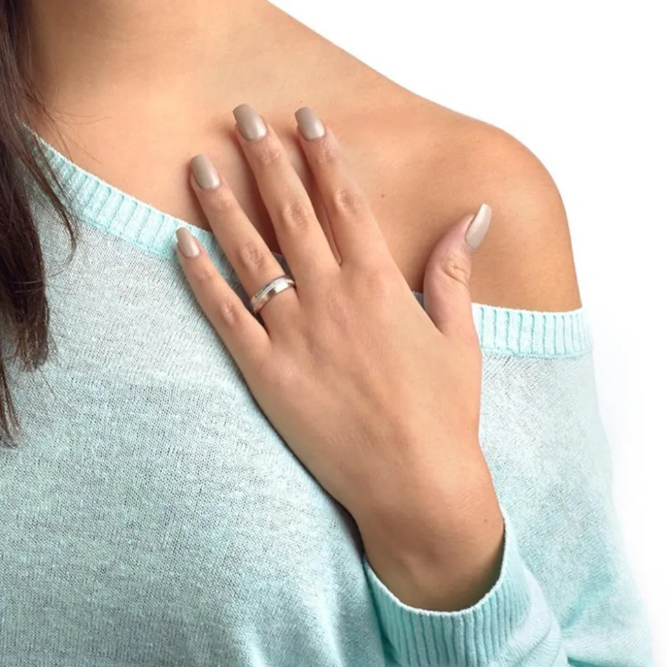 Damenring bicolor 925er Silber rosé Zirkonia R8579czSL