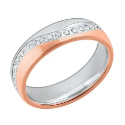 Damenring bicolor 925er Silber rosé Zirkonia R8579czSL