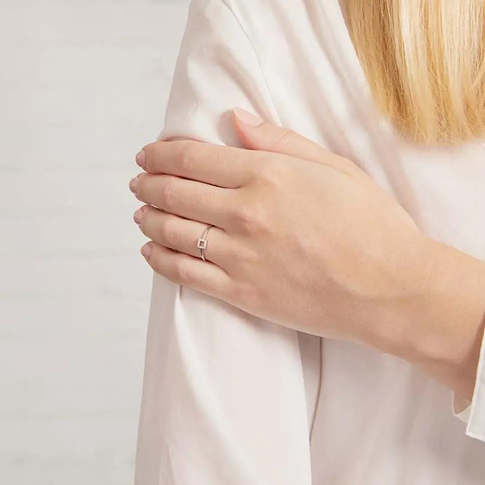 Damenring Quadrat aus 14K Weißgold mit Brillanten DR0491