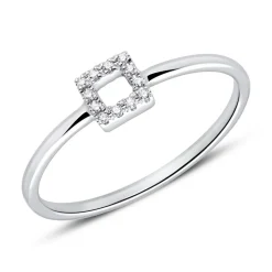 Damenring Quadrat aus 14K Weißgold mit Brillanten DR0491