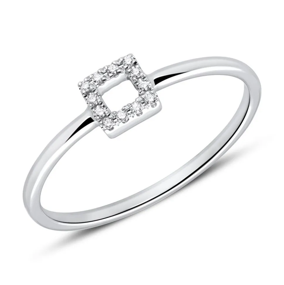 Damenring Quadrat aus 14K Weißgold mit Brillanten DR0491