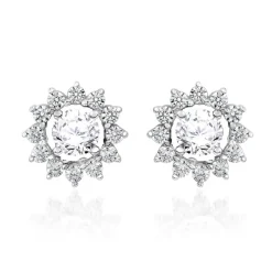 Diamant Ohrstecker Halo aus Weißgold oder Platin BDE0036-WSL