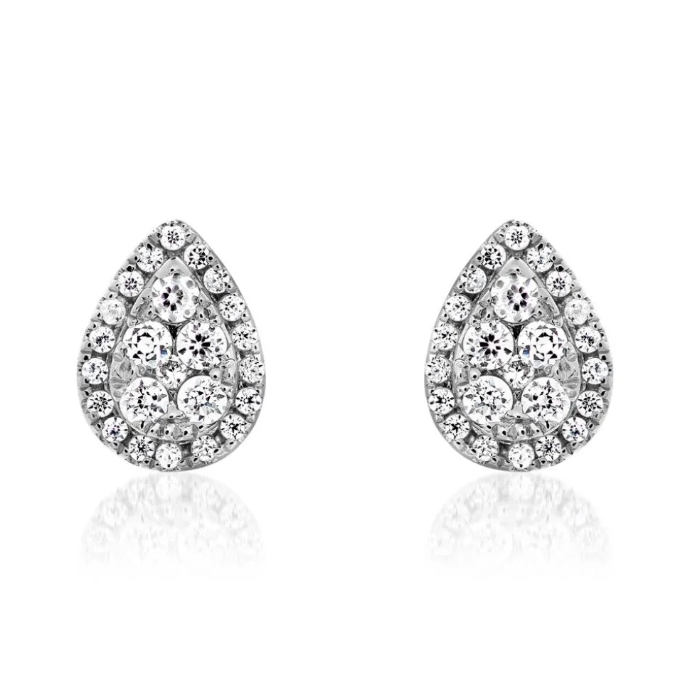 Diamant Ohrstecker Tropfen aus Weißgold oder Platin BDE0068-WSL