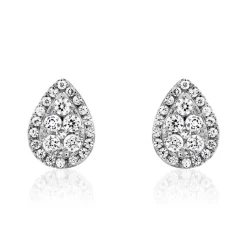 Diamant Ohrstecker Tropfen aus Weißgold oder Platin BDE0068-WSL