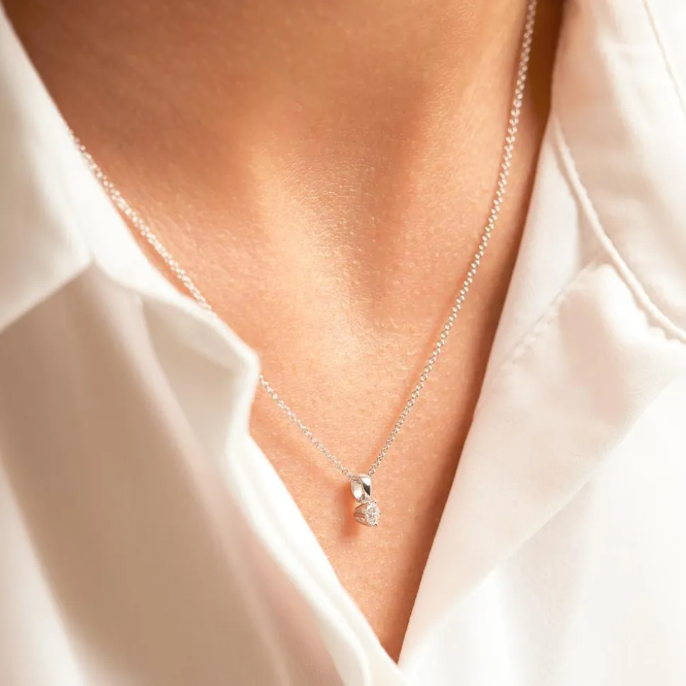 Diamantanhänger für Damen aus 14K Weißgold BDP0034Di015-14KWSL