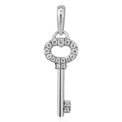 Diamantanhänger Schlüssel für Damen, Weißgold, Platin BDP0040-WSL