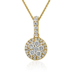 Diamantbesetzter Halo-Anhänger aus Gelbgold, lab-grown BDP0047LG-GSL