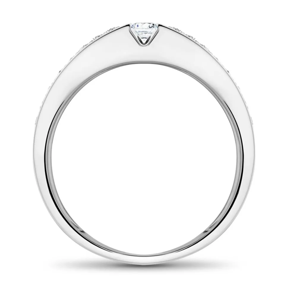 Diamantbesetzter Verlobungsring aus 14K Weißgold VR0513-14KWSL