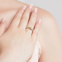 Diamantbesetzter Verlobungsring aus Gelbgold, lab grown BDR0006LG-GSL