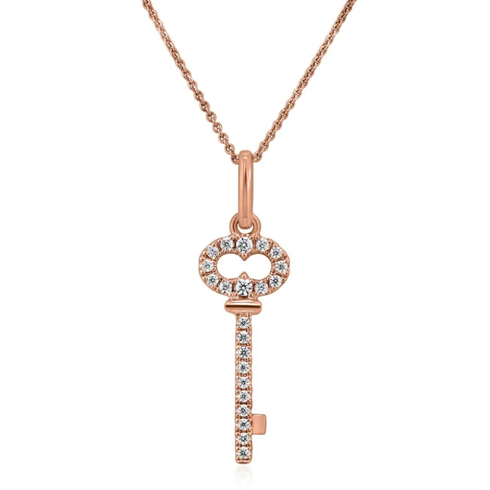 Diamantkette für Damen mit Schlüssel aus Roségold BDP0042-RSLK