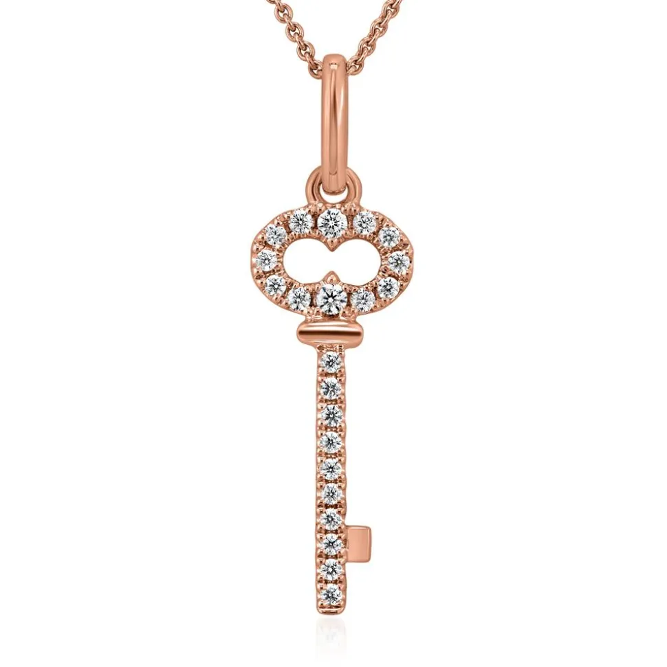 Diamantkette für Damen mit Schlüssel aus Roségold BDP0042-RSLK