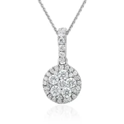 Diamantkette mit Anhänger Halo für Damen aus Weißgold BDP0047-WSLK