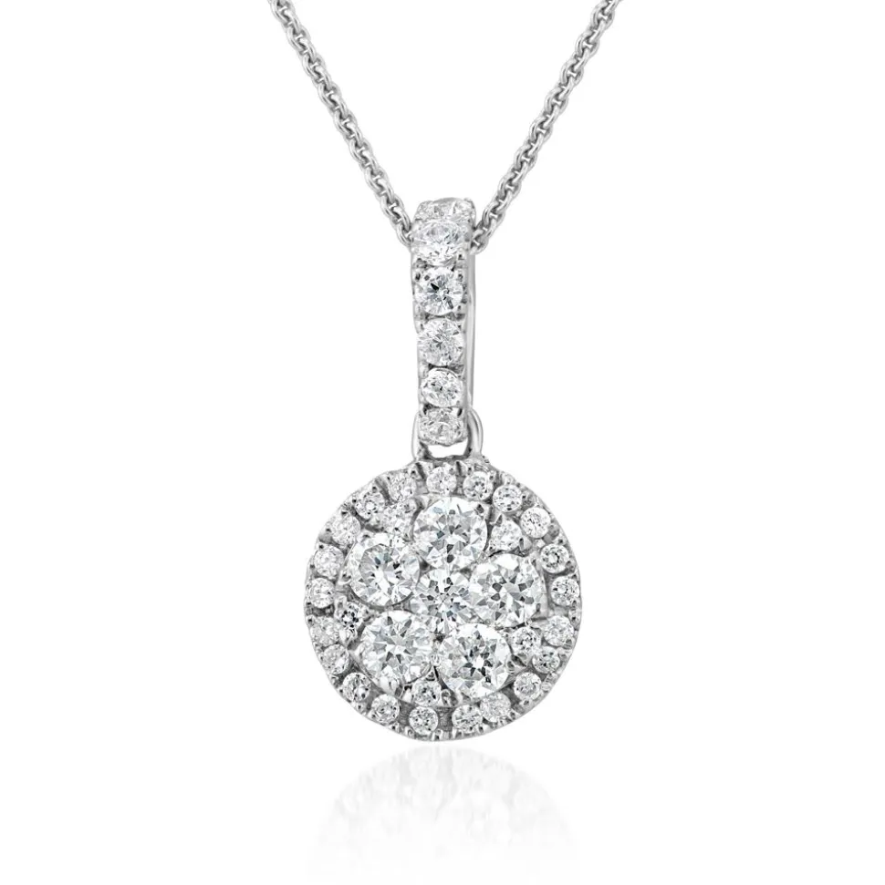 Diamantkette mit Anhänger Halo für Damen aus Weißgold BDP0047-WSLK