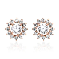 Diamantohrstecker Halo aus Roségold, lab grown BDE0036LG-RSL