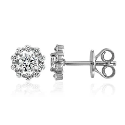 Diamantohrstecker Halo, Weißgold oder Platin, lab grown BDE0037LG-WSL