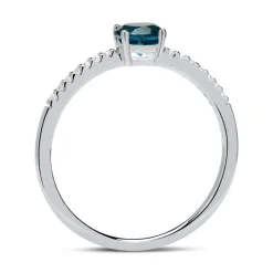 Diamantring aus 585er Weißgold mit Blautopas DR0438