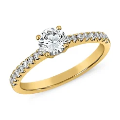 Diamantring aus Gelbgold für Damen, gravierbar BDR0019-GSL