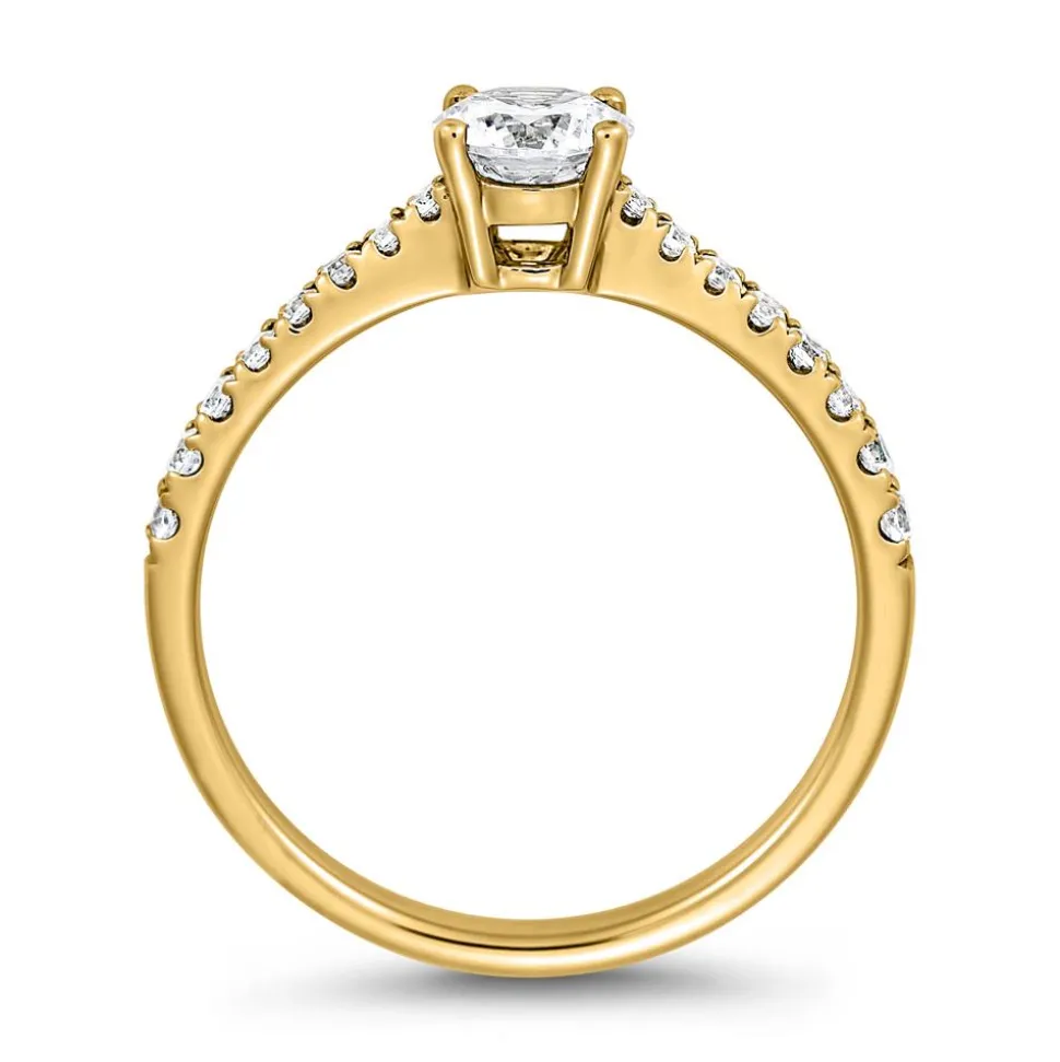 Diamantring aus Gelbgold für Damen, gravierbar BDR0019-GSL