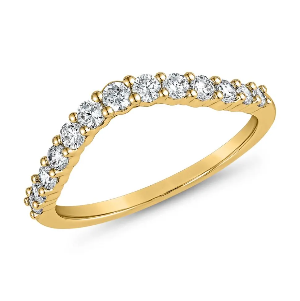 Diamantring aus Gelbgold für Damen, gravierbar BDR0112-GSL