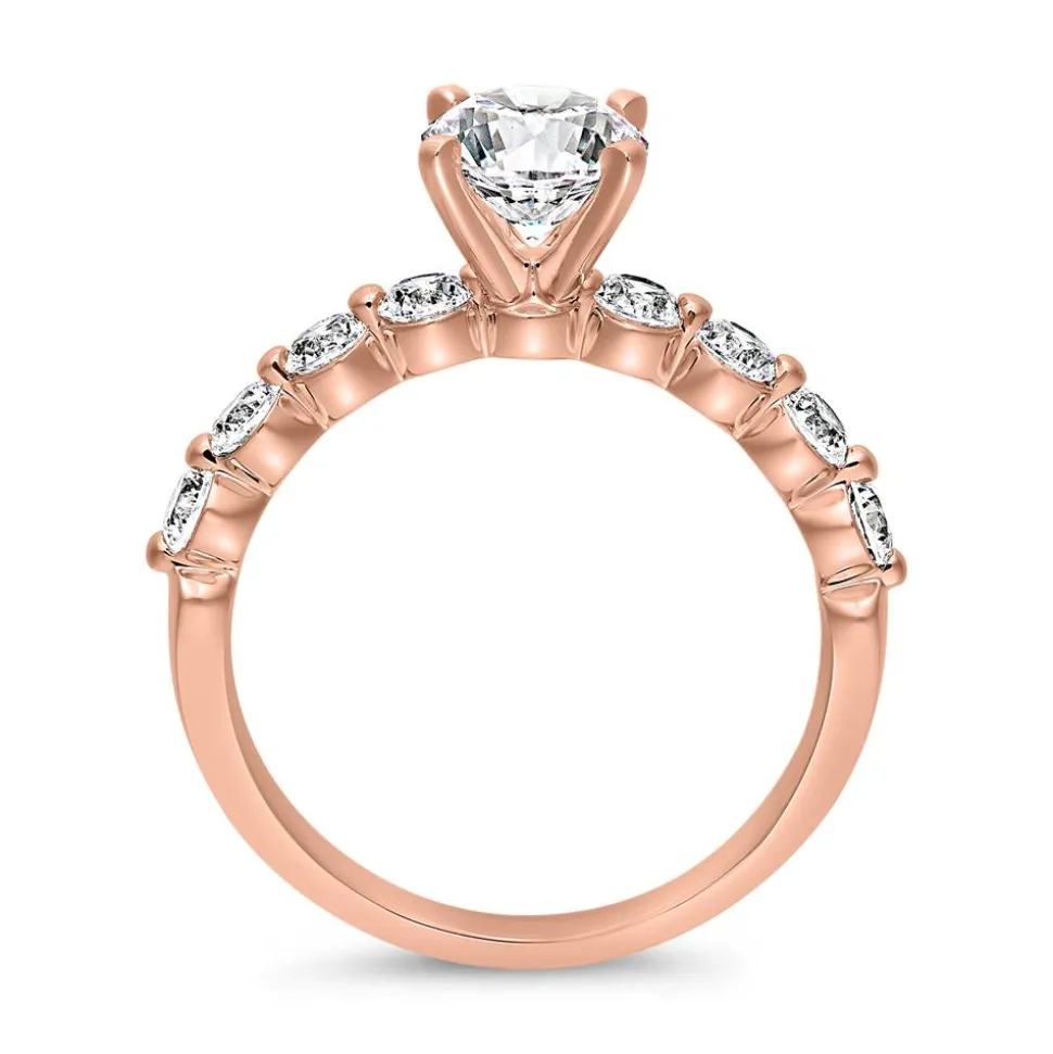 Diamantring aus Roségold für Damen, gravierbar BDR0035-RSL