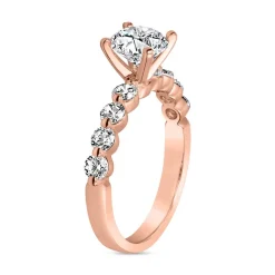 Diamantring aus Roségold für Damen, gravierbar BDR0035-RSL