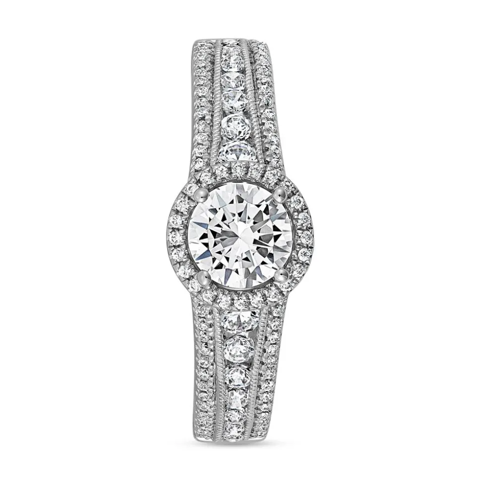 Diamantring aus Weißgold oder Platin, gravierbar BDR0014-WSL