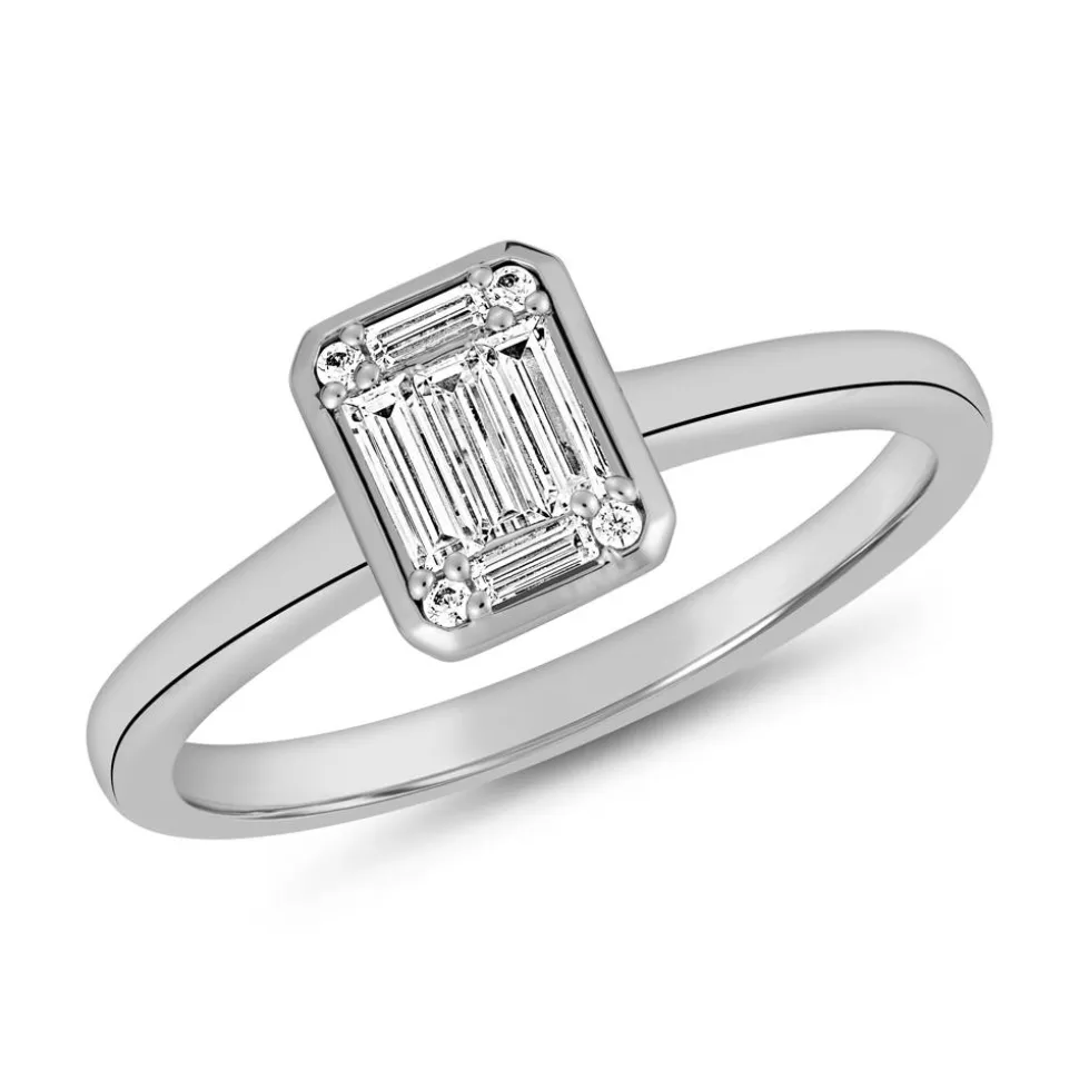Diamantring für Damen aus Weißgold oder Platin BDR0037-WSL