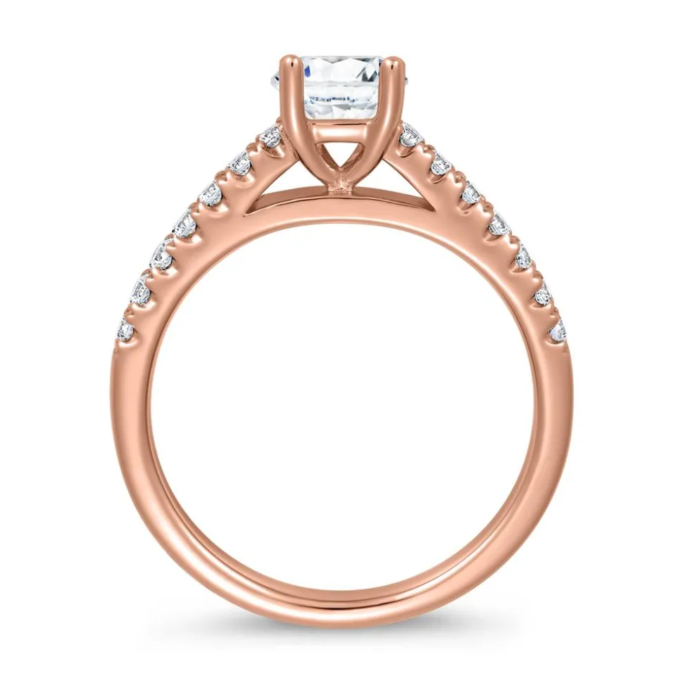 Diamantring für Damen aus Roségold, gravierbar BDR0009-RSL