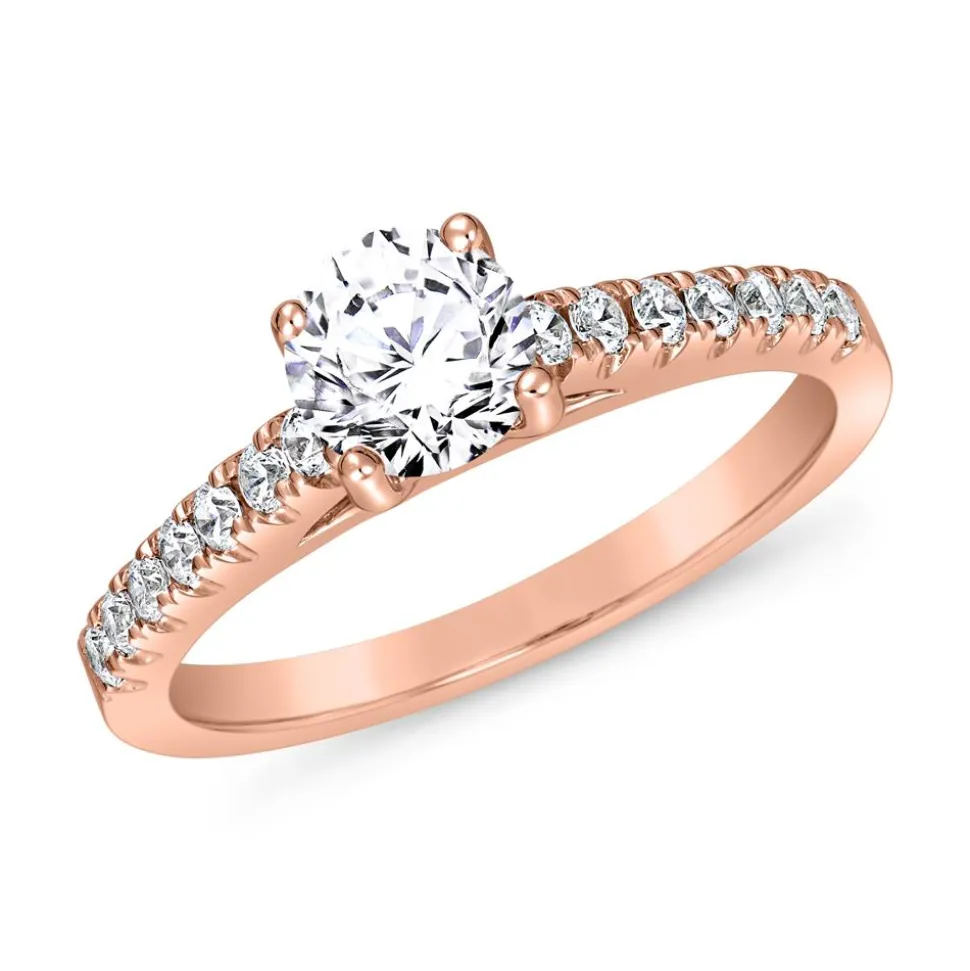 Diamantring für Damen aus Roségold, gravierbar BDR0009-RSL