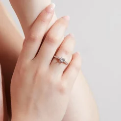 Diamantring für Damen aus Roségold, gravierbar BDR0009-RSL