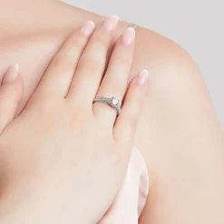 Diamantring für Damen aus Weißgold oder Platin BDR0006-WSL