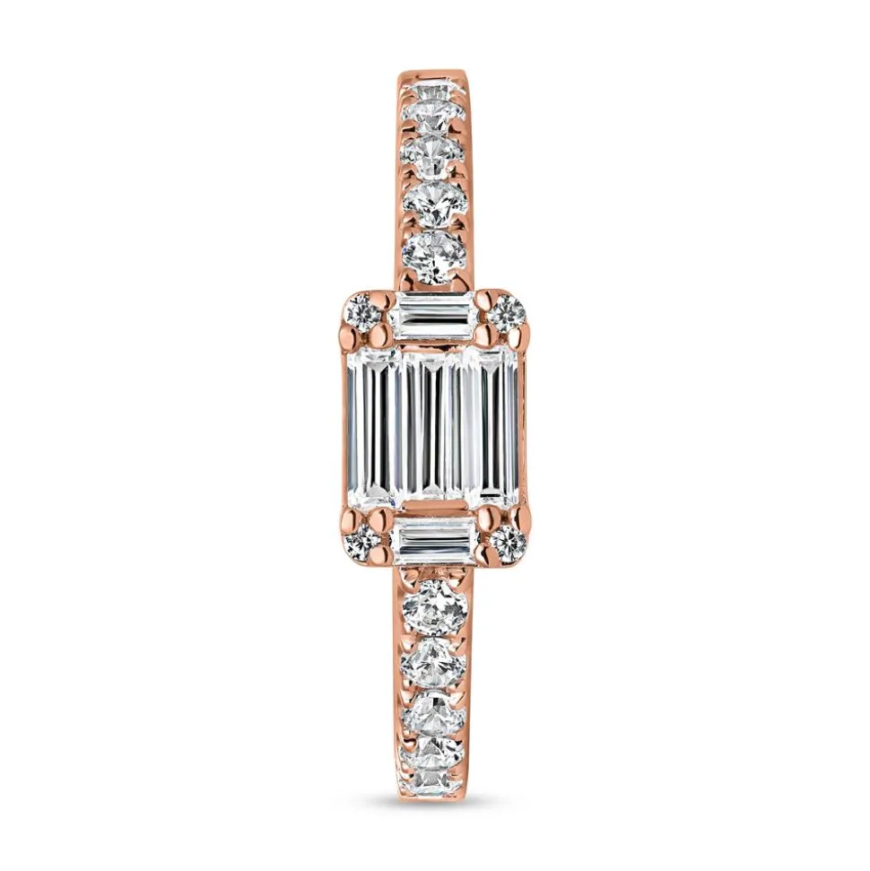 Diamantring mit Baguetteschliff aus Roségold BDR0085-RSL