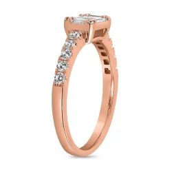 Diamantring mit Baguetteschliff aus Roségold BDR0085-RSL